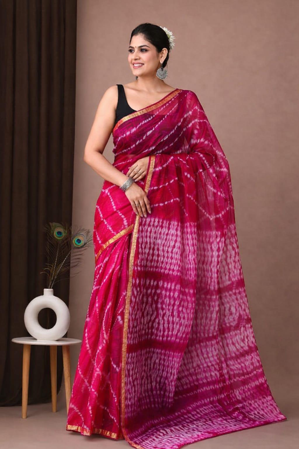 New Unique collection of Colourful Bagru Hand block printed kota doriya sarees with blouse