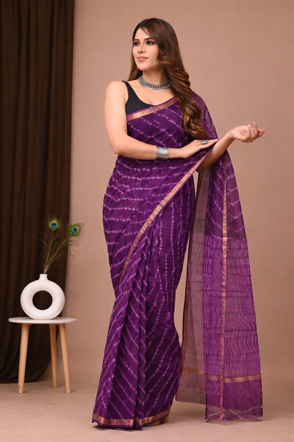 New Unique collection of Colourful Bagru Hand block printed kota doriya sarees with blouse